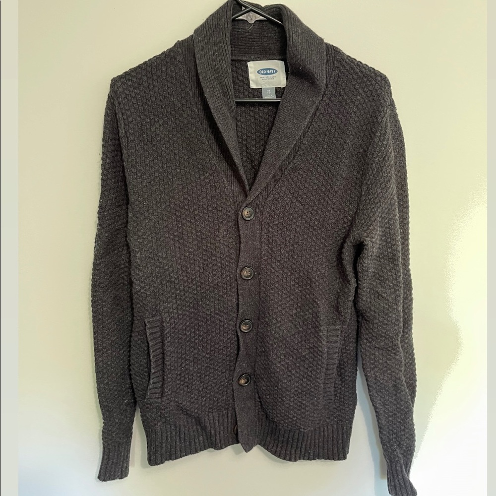 XS Old Navy Dark Grey Knit Cardigan with Shawl Collar